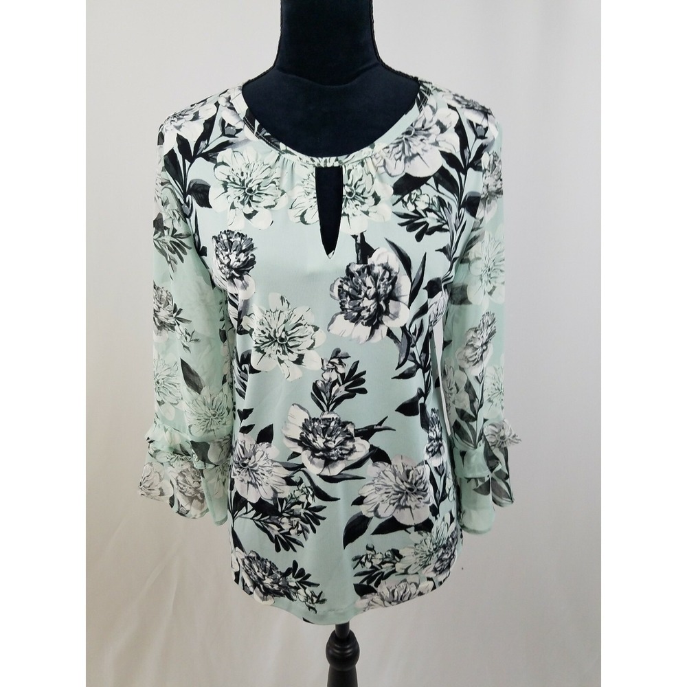 Karl Lagerfeld women SP blouse top layered bell long sleeve floral cottagecore‎